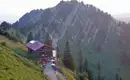 Berghütte, das Staufner Haus, in den Bergen mit malerischer Aussicht im Naturpark Nagelfluhkette.