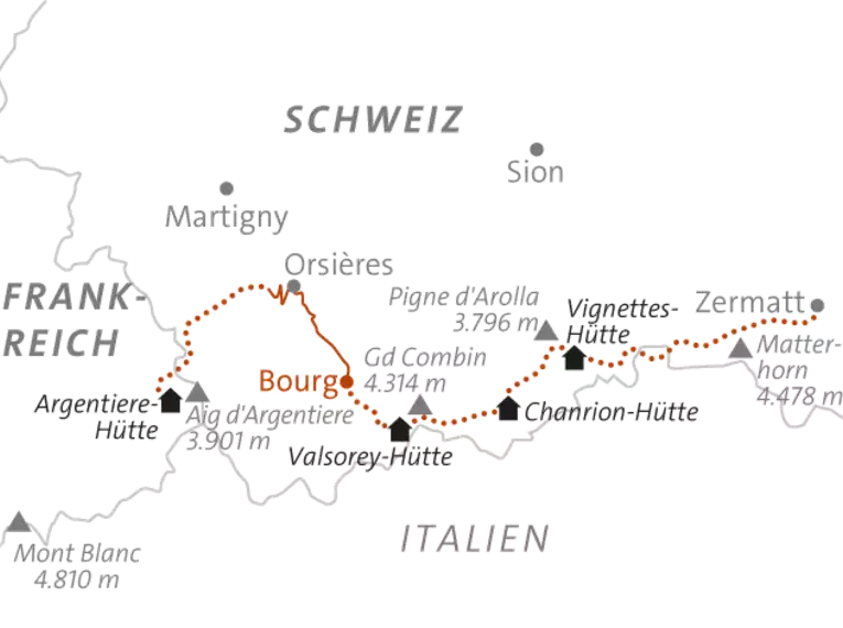 Klassische Haute Route von Chamonix nach Zermatt