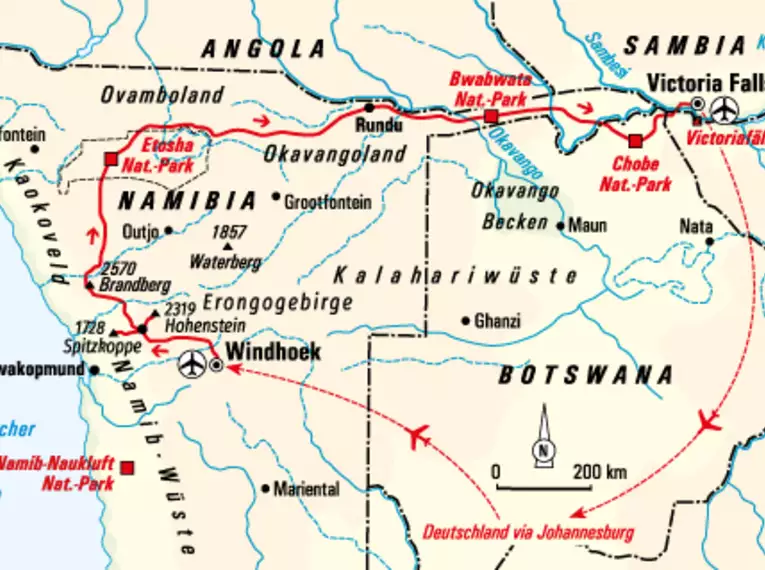 Namibia & Botswana - Tiervielfalt zwischen Wüstenbergen und Flussoasen