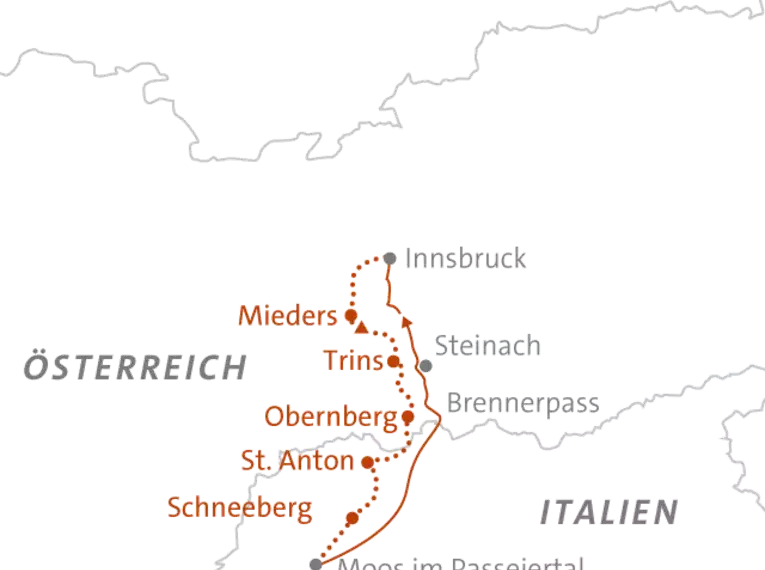 Alpenüberquerung am Romediusweg von Innsbruck ins Südtiroler Passeiertal