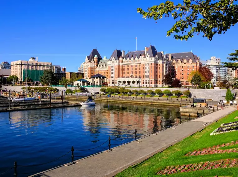 Historische Gebäude und Promenade in Victoria, Kanada